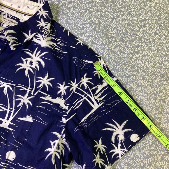 Eighth Avenue Blue & White Palm Print Cotton Button Down Shirt Men’s Size L - Picture 11 of 16
